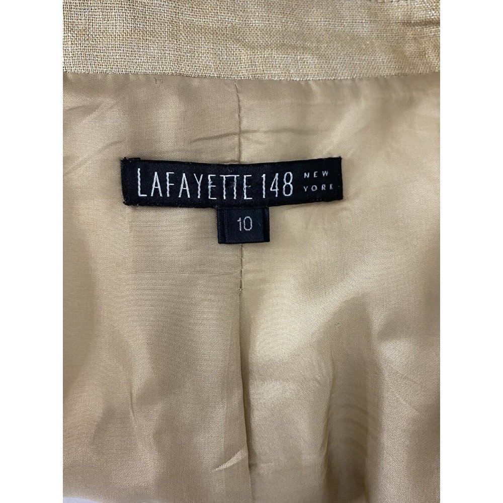 Lafayette 148 New York Gold linen designer Blazer size 10 - Picture 9 of 11